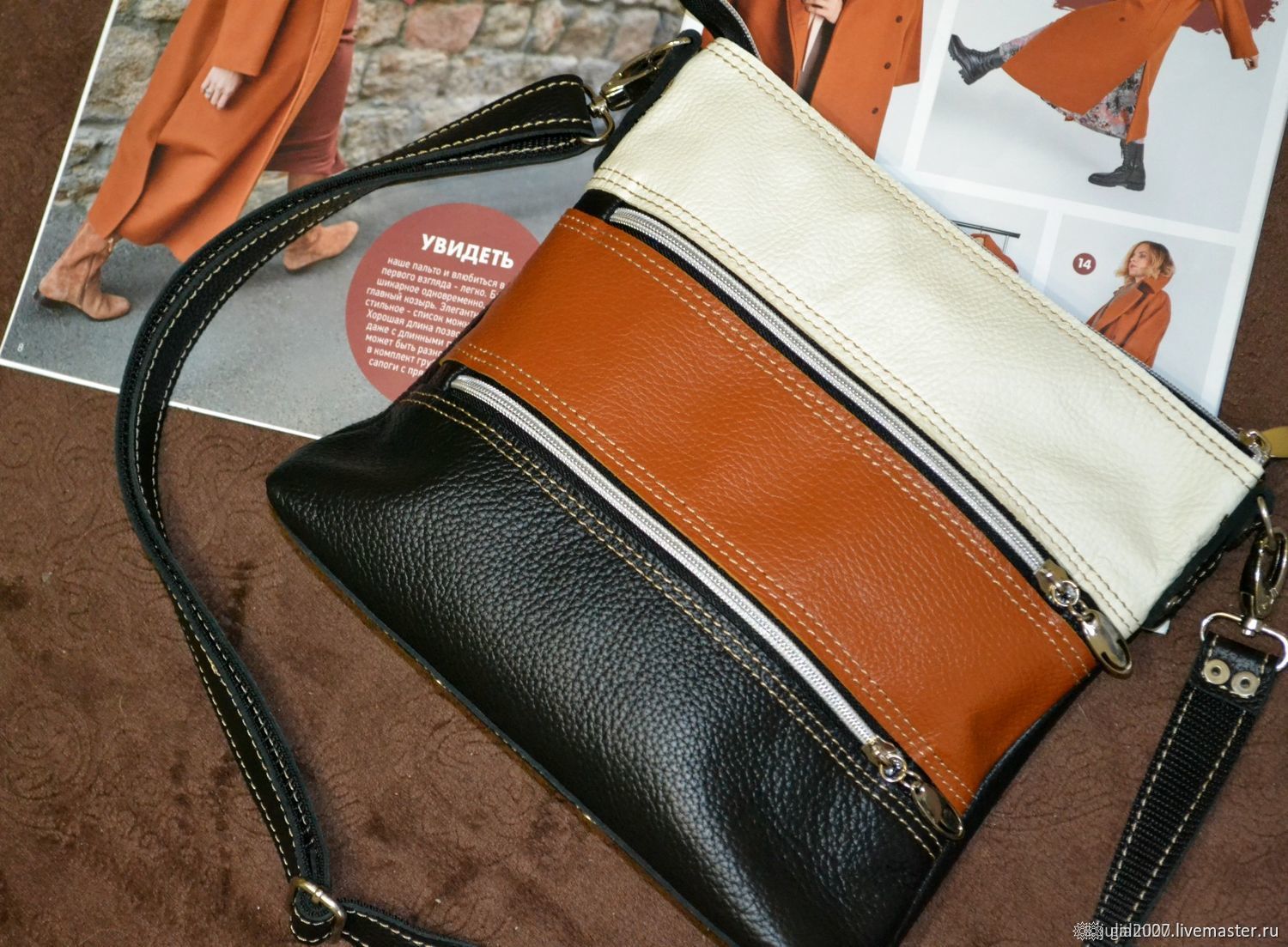 Genuine women's bag with pockets (3 colors), Crossbody bag, Kirovo-Chepetsk,  Фото №1