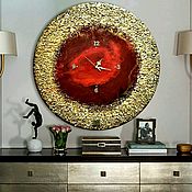 Глянцевые настенные часы эксклюзивного дизайна из 5 видов камней