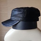 Аксессуары handmade. Livemaster - original item Leather baseball cap.Black. Handmade.