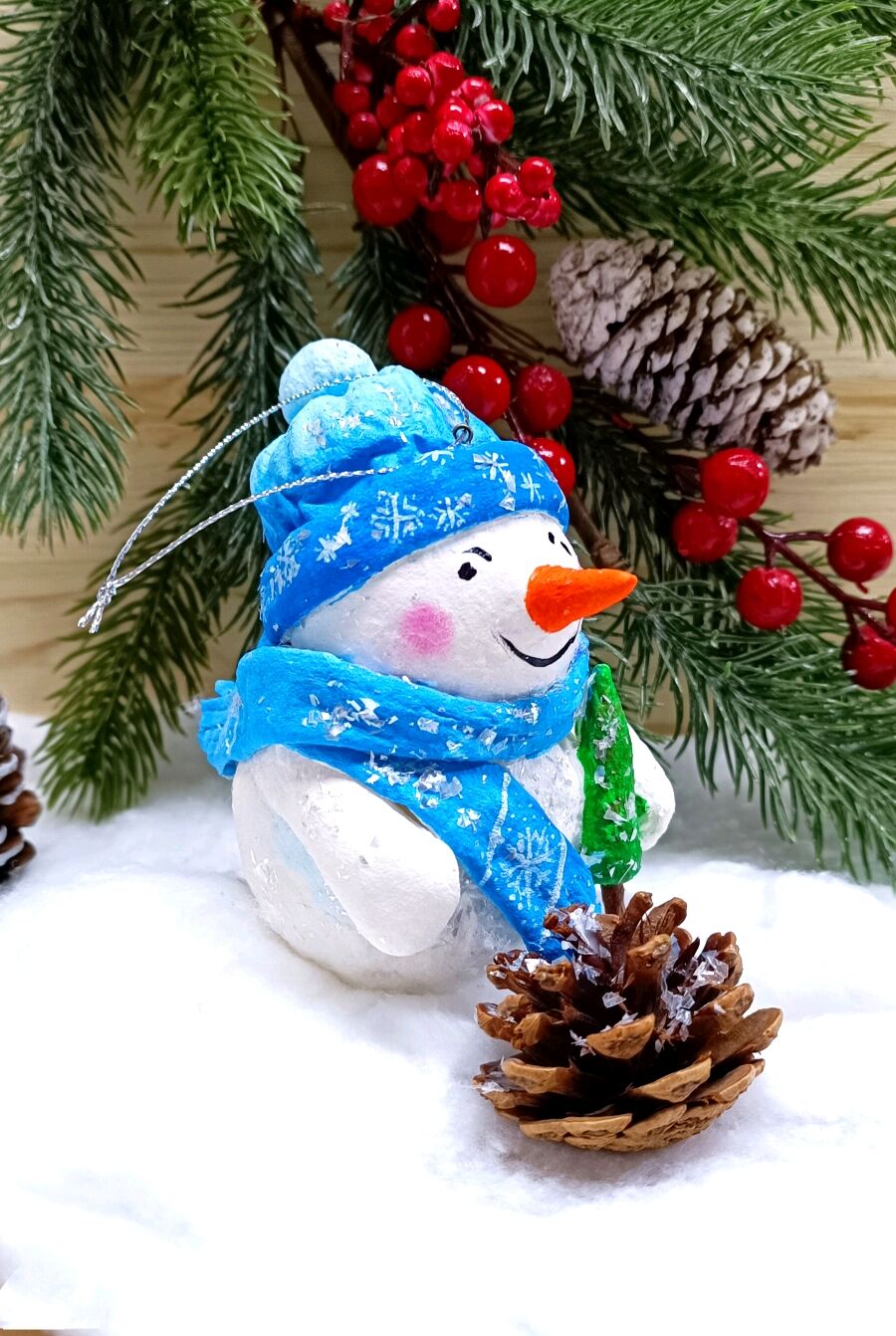Ватная, ёлочная игрушка Снеговик в интернет-магазине Ярмарка Мастеров ...