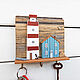 Ключница настенная деревянная дрифтвуд с маяком, ключница малышка, Ключницы настенные, Санкт-Петербург,  Фото №1