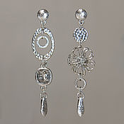 Украшения handmade. Livemaster - original item Asymmetric earrings with Swarovski crystal. Monoserga Trend. Handmade.