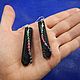 Leather earrings with sapphires emeralds rubies Stones, Earrings, Ulyanovsk,  Фото №1
