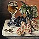 Painting Grapes and a glass of wine, Dutch still life, Fruit and wine, Pictures, Voronezh,  Фото №1