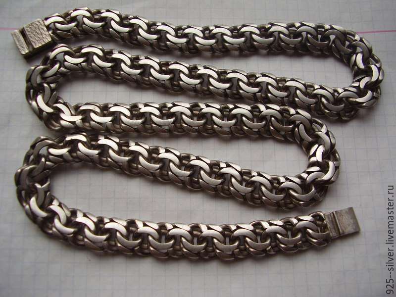 Цепочка из серебра с чернением плетение бисмарк - 1515933