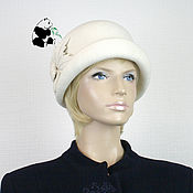 Аксессуары handmade. Livemaster - original item Elegant ladies felt hat. Color white. 100% wool. Handmade.