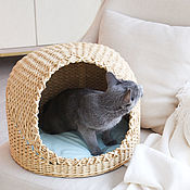 Зоотовары handmade. Livemaster - original item house for pet: The wicker house cat. bench.. Handmade.