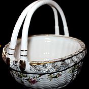 Винтаж handmade. Livemaster - original item Large salad bowl with handles, decorated with roses, Poland. Handmade.