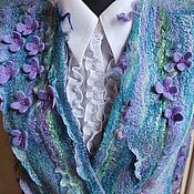 Felted silk vest with sheep's curls The sky of Norway