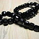 Black tourmaline sherl 8 mm faceted square, Beads1, Dolgoprudny,  Фото №1