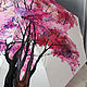 Зонт складной автомат с росписью "Цветущее дерево". Зонты. Umbrella Fine Art зонты с росписью. Интернет-магазин Ярмарка Мастеров.  Фото №2