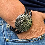 Украшения handmade. Livemaster - original item Bracelets: Large metal and leather bracelet, massive boho bracelet. Handmade.