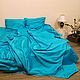 Bed linen set Turquoise. Turkish satin, Bedding sets, Moscow,  Фото №1