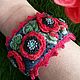 Handmade textile bracelet 'Scarlet poppies'. Textile bracelet. Straw creations. My Livemaster. Фото №5