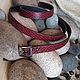 Dark red embossed leather belt with black steel buckle, Straps, St. Petersburg,  Фото №1