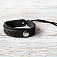 Order Black leather bracelet with engraved Beloved. Tatiana (Leather bracelets). Livemaster. . Cuff bracelet Фото №3