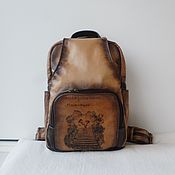 Сумки и аксессуары handmade. Livemaster - original item Leather backpack with custom engraving for Anya). Handmade.