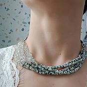 Украшения handmade. Livemaster - original item Necklace rhinestone,agate,leather,silver(Brunello Cucinelli style). Handmade.