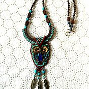 Украшения handmade. Livemaster - original item Necklace: The Bronze Owl. Macrame necklace in boho style. Handmade.
