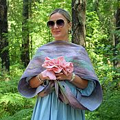 Аксессуары handmade. Livemaster - original item Felted gray women`s scarf Bouquet of tulips, size 30 h185 cm. Handmade.