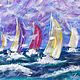 Sea winds. Sailboats on the waves Regatta Painting on canvas, Pictures, Moscow,  Фото №1