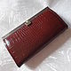 Women's wallet, `Maroon-brown CROCO` leather,leather wallet, wallet, leather, gifts, leather accessories,leather hand-made product,buy, custom made,wine red wallet,brown
