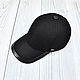 Men's baseball cap, made of cashmere and crocodile leather, in black