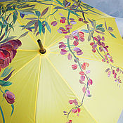 Umbrella square with hand-painted Autumn umbrella-cane pattern