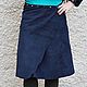 Order Skirt knee length suede Dark blue with a smooth edge. Katorina Rukodelnica HandMadeButik. Livemaster. . Skirts Фото №3