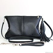 Сумки и аксессуары handmade. Livemaster - original item Black leather crossbody bag with chain strap. Handmade.