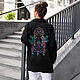 Чёрная льняная Рубашка с вышивкой "Девочка в кокошнике", Рубашки, Новосибирск,  Фото №1