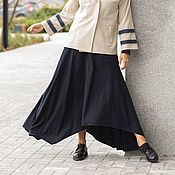 Одежда handmade. Livemaster - original item Wool skirt 4 wedge yoke dark blue. Handmade.