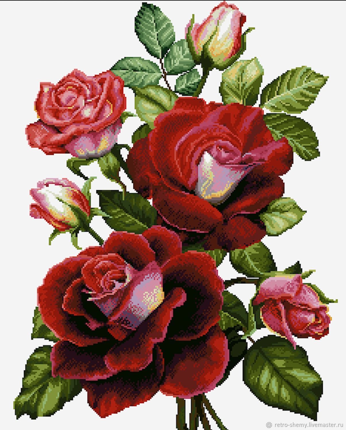 Розы, схема для вышивки