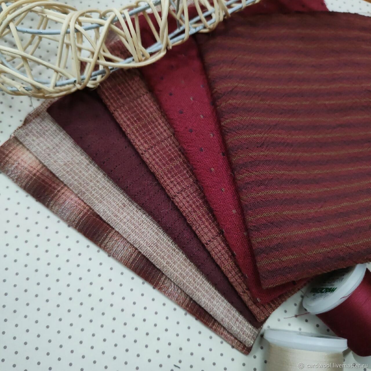Набор тканей, фактурный хлопок. Бордо. Арт2201 – купить на Ярмарке ...