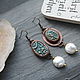 Серьги Асимметричные С Керамикой и Жемчугом. Серьги классические. NadyaBriJewelry. Ярмарка Мастеров.  Фото №9