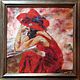 Картина шерстью Lady in Red. Картины. Елена Жданова. Картины шерстью. (EZh-woolart). Ярмарка Мастеров.  Фото №6