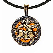 Украшения handmade. Livemaster - original item Sagittarius Zodiac Sign Pendant Amulet Amber Brass. Handmade.