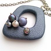 Украшения handmade. Livemaster - original item Pendant from the skin of Twilight with pearls. Handmade.