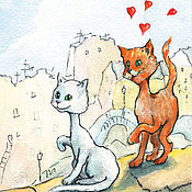 Открытки handmade. Livemaster - original item Cat Love Greeting Card for lovers. Handmade.
