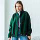 Order Bomber lamb boucle Emerald Green Demi-season women's jacket. mozaika-rus. Livemaster. . Bombers Фото №3