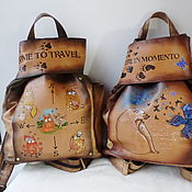 Сумки и аксессуары handmade. Livemaster - original item Leather backpack with engraving and painting to order for Svetlana.. Handmade.