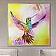 Oil painting Bright Hummingbird. Bright picture with a bird, Pictures, Moscow,  Фото №1