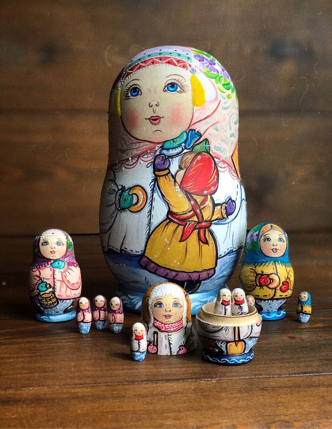 Matryoshka-peddler author's Family, 18 cm, Dolls1, Moscow,  Фото №1