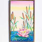 Картины и панно handmade. Livemaster - original item Batik on silk in a Lotus frame
