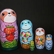 Куклы и игрушки handmade. Livemaster - original item Educational Toy Matryoshka Sloths wooden toy home decor. Handmade.