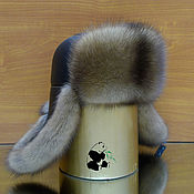 Аксессуары handmade. Livemaster - original item Men`s hat with earflaps made of sable fur and genuine leather No. №16. Handmade.