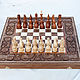 Шахматы (плюс нарды и шашки) деревянные с резьбой "Львы", Шахматы, Косов,  Фото №1