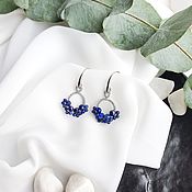 Украшения handmade. Livemaster - original item Lapis Lazuli earrings, blue earrings, Round frivolite earrings. Handmade.