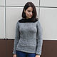 Серо-черный вязаный джемпер свитер. Свитеры. IRINA GRUDKINA Handmade Knitwear. Ярмарка Мастеров.  Фото №5