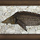 VIP подарок для рыбака картина "Осётр" приносит удачу на рыбалке и в бизнесе. Тончайшая техника мозаики. Авторская художественная работа.